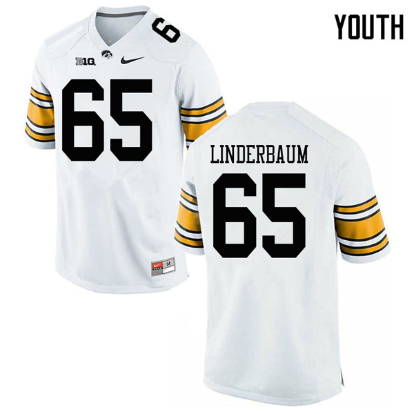 Youth #65 Tyler Linderbaum Iowa Hawkeyes College Football Jerseys Sale-White